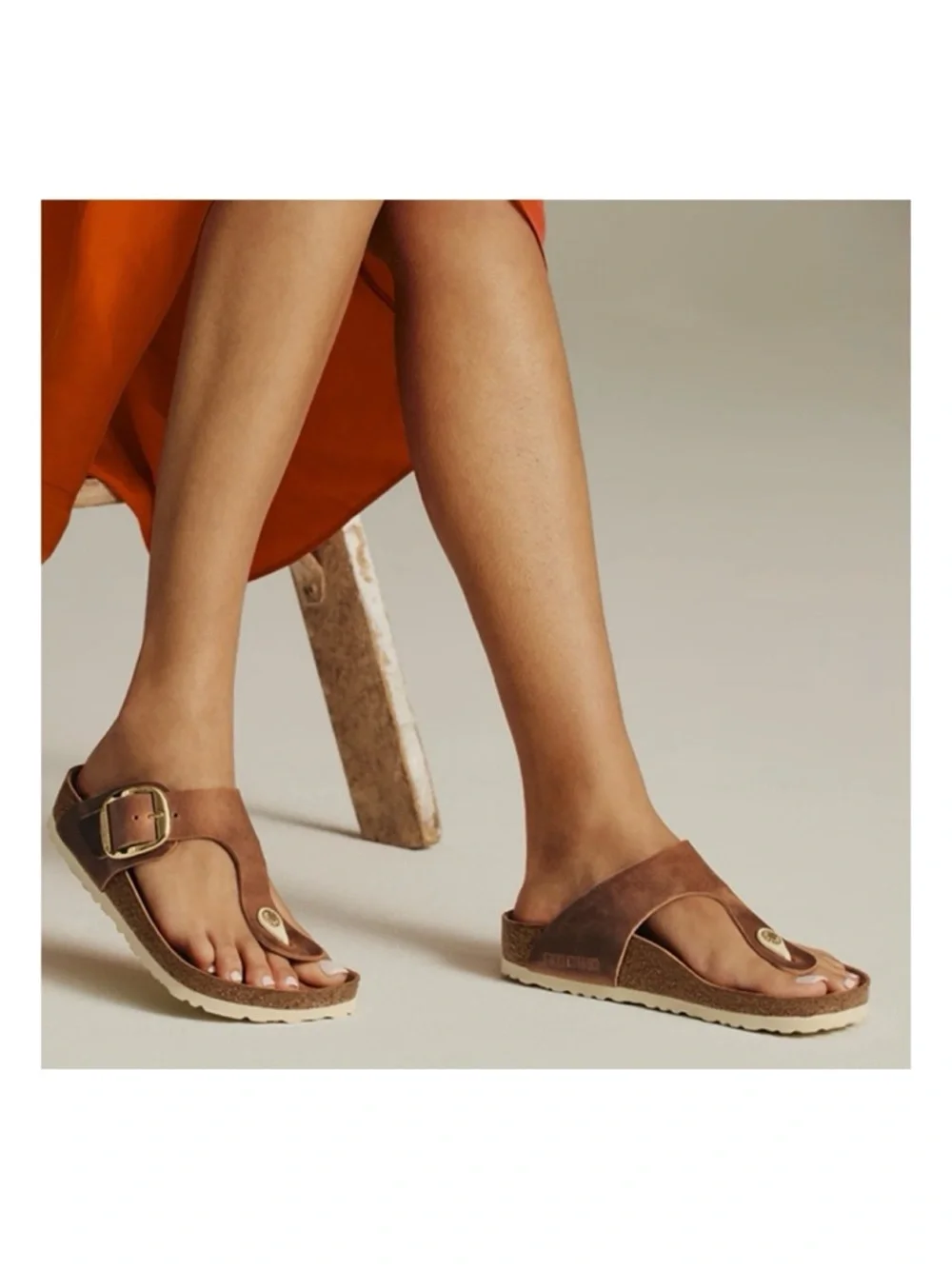 Birkenstock Gizeh Big Buckle Sandal in Cognac Size 38 EU/7.5 US - Picture 2 of 13